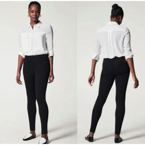 Spanx Jean-ish Ankle Leggings Black Women Large High Waist Stretch Soft Knit